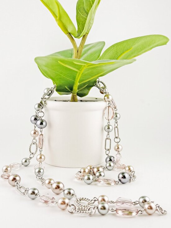 Premier Designs Jewelry - Premier Designs Vintage Newport Silver-tone 48" Pearl and Beaded Strand Necklace